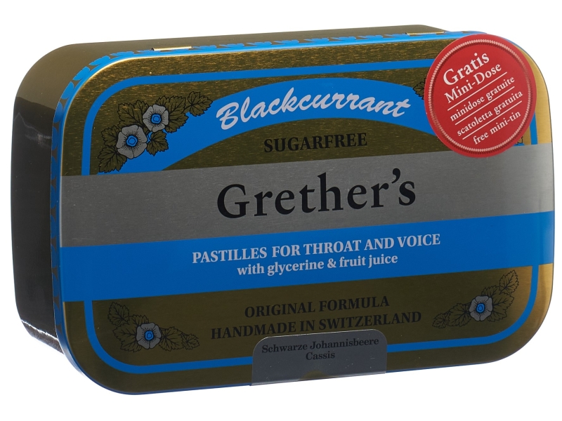 GRETHERS Blackcurrant pastilles sans sucre