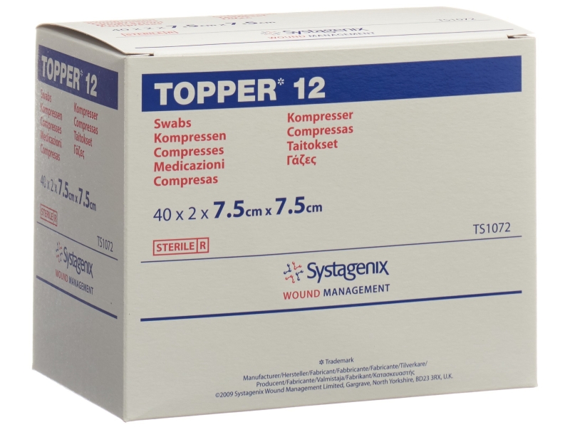 TOPPER 12 compresses NW 7.5 x 7.5cm 40 sachets 2 pièces
