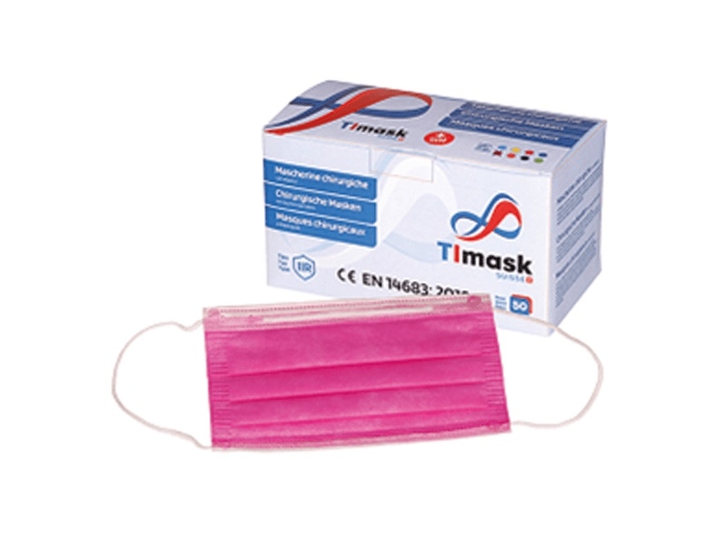 TIMASK Masque Médical Jetable Type IIR Rose, 20 pièces