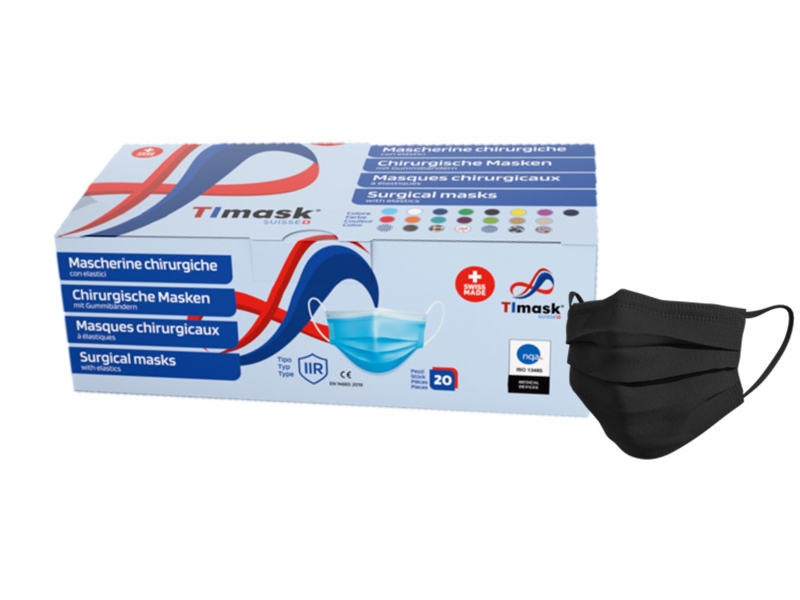 TIMASK Einweg-Medizinmaske Typ IIR schwarz 20 Stk