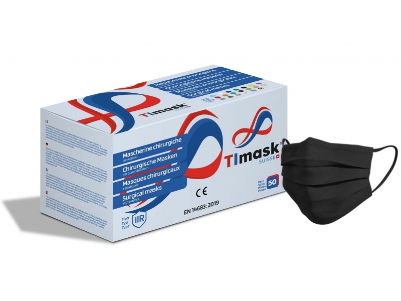 TIMASK Einweg-Medizinmaske Typ IIR schwarz 50 Stk