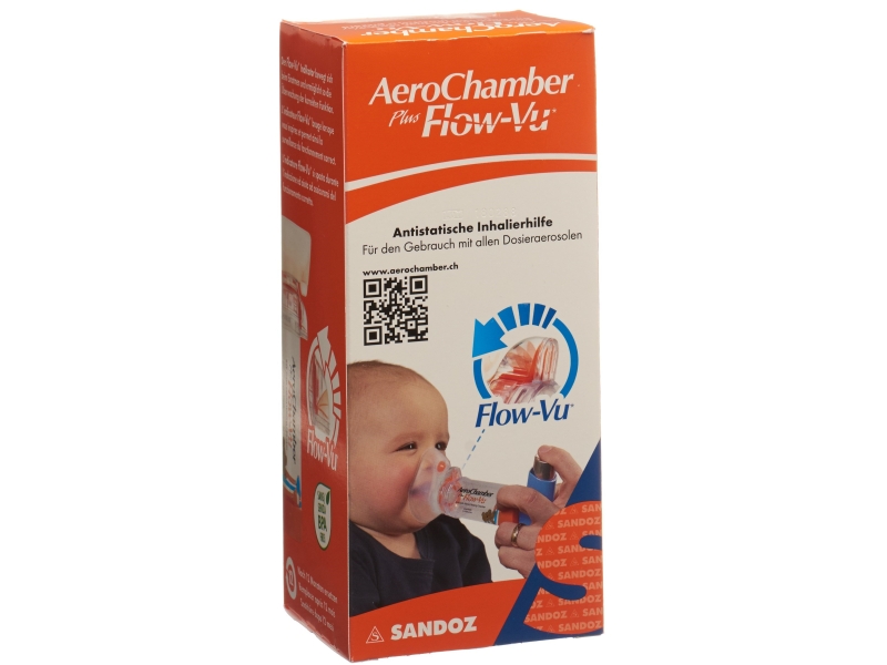 AEROCHAMBER PLUS Flow-Vu mit Maske (0-18 M) orange