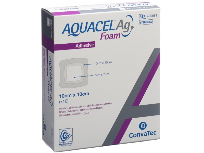 AQUACEL AG FOAM adhäsiv 10x10cm 10 Stk