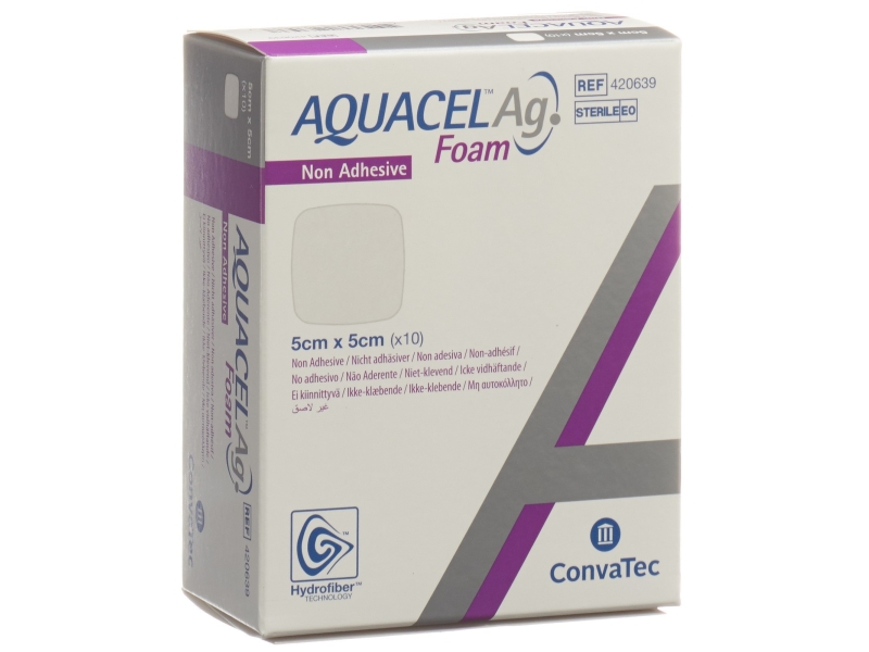 AQUACEL Ag Foam non-adhésif 5x5cm 10 pce