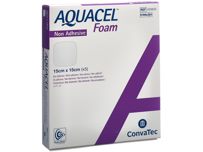 AQUACEL FOAM non-adhésif 15x15cm 5 pce