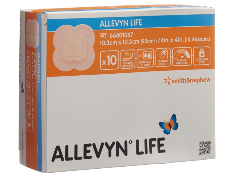 ALLEVYN LIFE pans plaie silic 10.3x10.3cm 10 pce