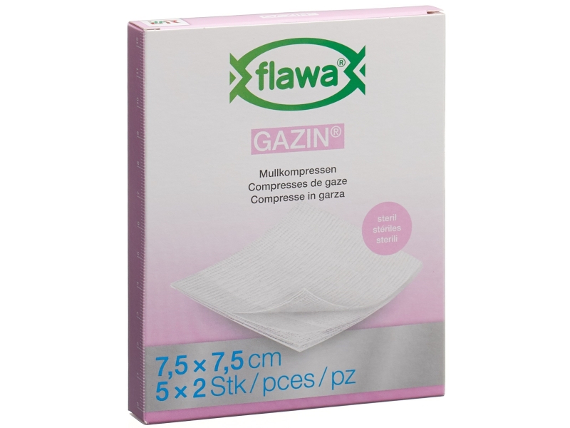 FLAWA Gazin Compr pliées 7.5x7.5cm stéri 5 x 2 pce
