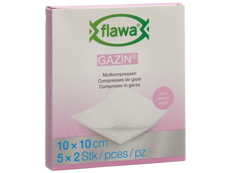 FLAWA Gazin compr pliées 10x10cm stér 5 x 2 pce