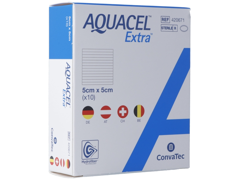 AQUACEL EXTRA Hydrofiber Verband 5x5cm 10 Stk