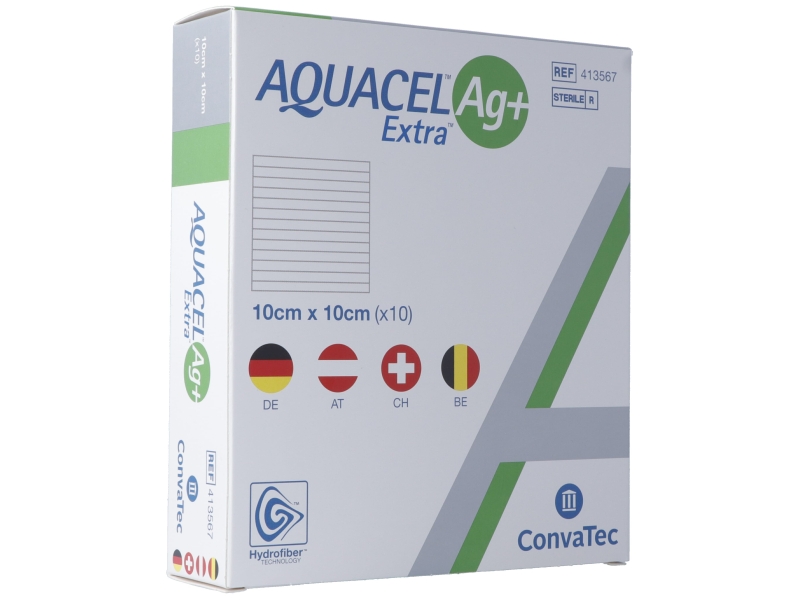 AQUACEL Ag+ Extra compresse 10x10cm 10 pce